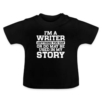 Author Writer - Baby Organic T-Shirt with Round Neck - black - Front