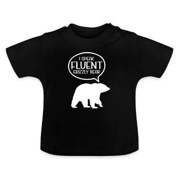 Grizzly Bear Brown Bear - Baby Organic T-Shirt with Round Neck - black - Front