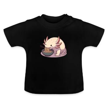 Ramen time for the axolotl - Baby Organic T-Shirt with Round Neck - black - Front