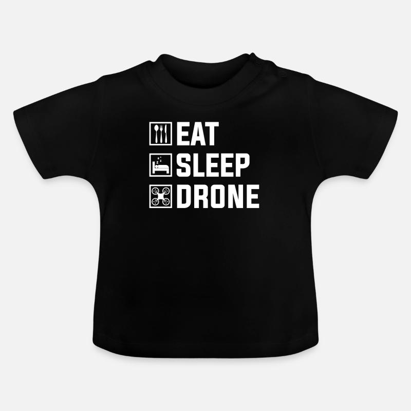 Manger Drone Répéter - T-shirt bio col rond Bébé - noir