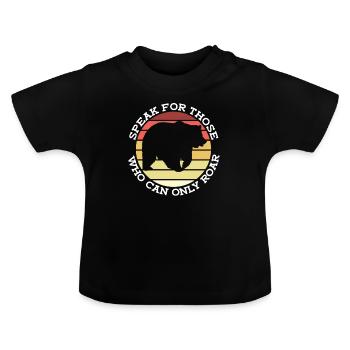 Grizzlybär Tierrechte Braunbär - Baby Bio-T-Shirt mit Rundhals - Schwarz - Vorne
