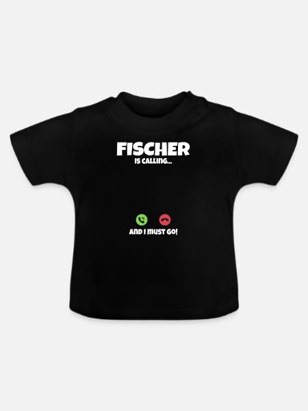 FIscher is Calling Familie Geschenkidee - Baby Bio-T-Shirt mit Rundhals - Schwarz