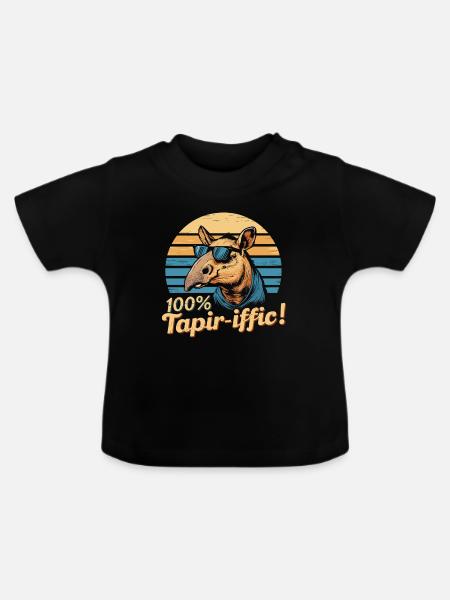 Witziger Tapir Spruch - Baby Bio-T-Shirt mit Rundhals - Schwarz