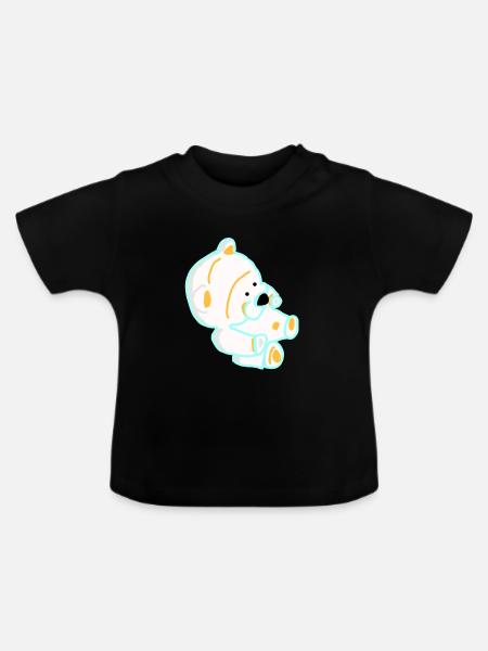 Bärchenzeichnung - Baby Bio-T-Shirt mit Rundhals - Schwarz