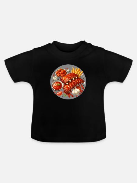 Leckere Barbecue Spareribs - Baby Bio-T-Shirt mit Rundhals - Schwarz