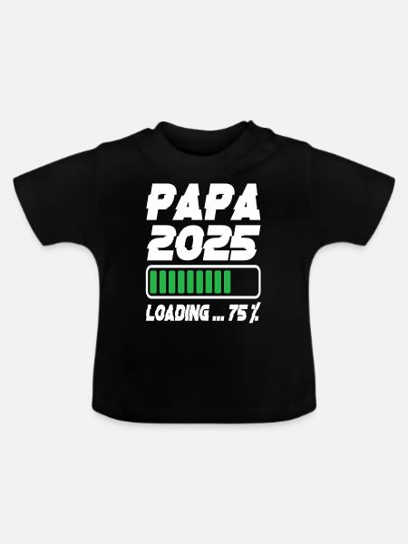 Papa 2025 Loading - Baby Bio-T-Shirt mit Rundhals - Schwarz