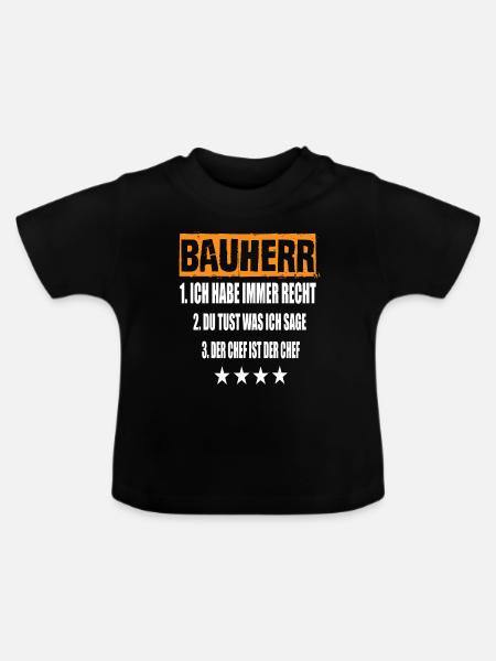 Bauherr - Baby Bio-T-Shirt mit Rundhals - Schwarz