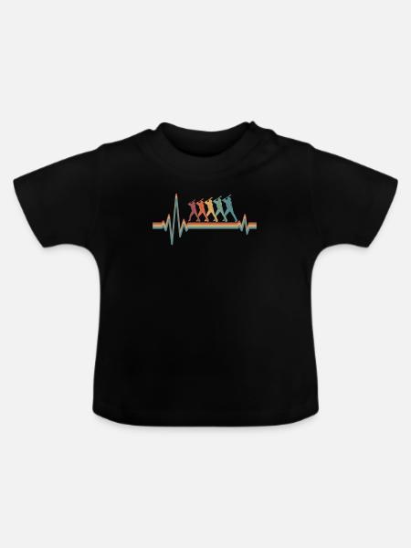 Baseball Ekg Heartbeat - Baby Bio-T-Shirt mit Rundhals - Schwarz