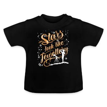 Sterne sehen aus wie Schmuck. - Baby Bio-T-Shirt mit Rundhals - Schwarz - Vorne