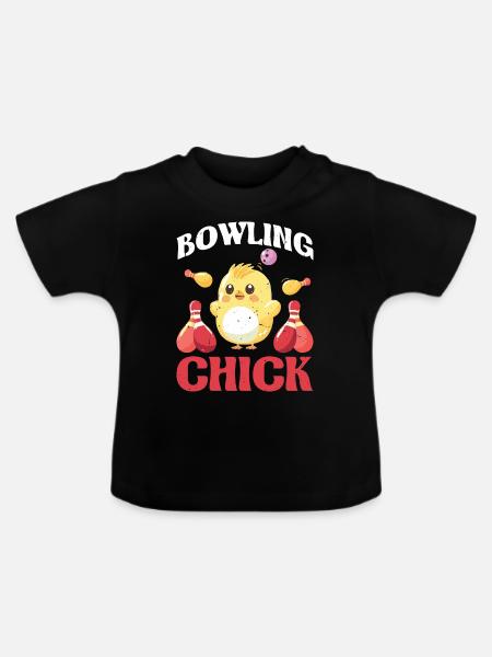 Bowling Chick 21 - Baby Bio-T-Shirt mit Rundhals - Schwarz