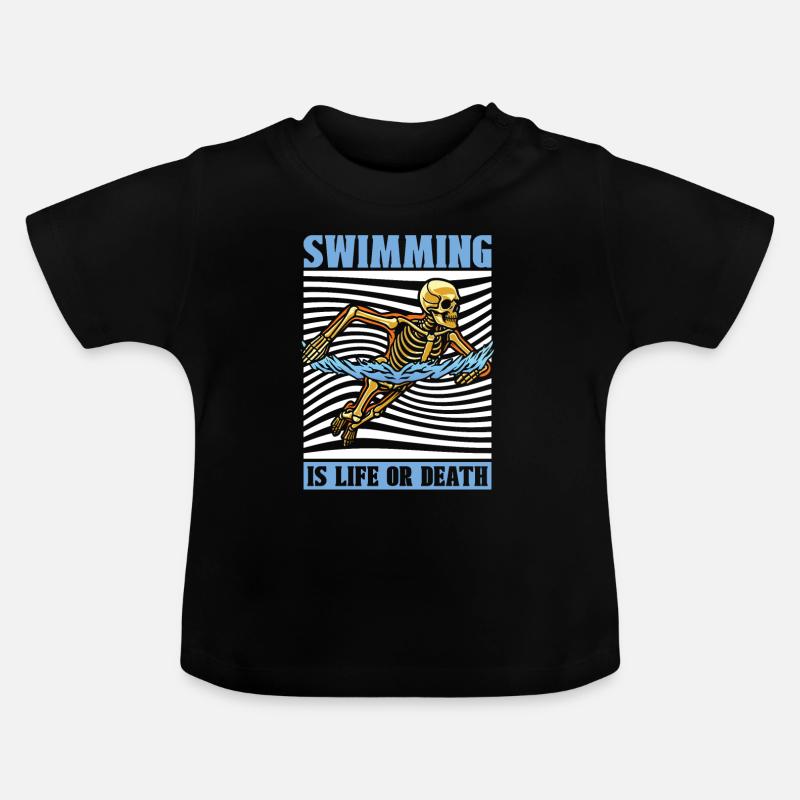 Flotteur de natation Skeleton - T-shirt bio col rond Bébé - noir