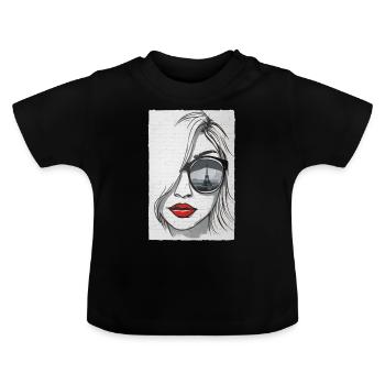 Graffiti-Mädchen in Paris - Eiffelturm - Baby Bio-T-Shirt mit Rundhals - Schwarz - Vorne