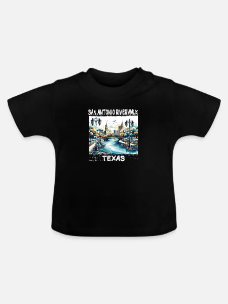 San Antonio Riverwalk, Texas - Baby Bio-T-Shirt mit Rundhals - Schwarz