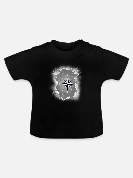 Möwen Möwe Kompass maritim - Baby Bio-T-Shirt mit Rundhals - Schwarz