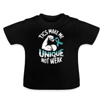 Sensibilisation au syndrome de Gilles de la Tourette Neurodiverse - T-shirt bio col rond Bébé - noir - Devant