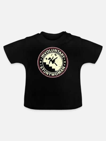 Unfreiwillige Stuntfrau - Baby Bio-T-Shirt mit Rundhals - Schwarz