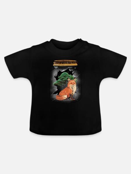 Fuchs Füchse Waldbewohner Baum - Baby Bio-T-Shirt mit Rundhals - Schwarz