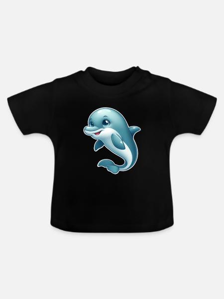 Delfin - Baby Bio-T-Shirt mit Rundhals - Schwarz