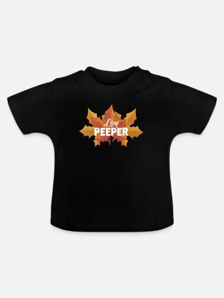 Blatt-Peeper Ahorn-Laub Blatt-Peeping - Baby Bio-T-Shirt mit Rundhals - Schwarz