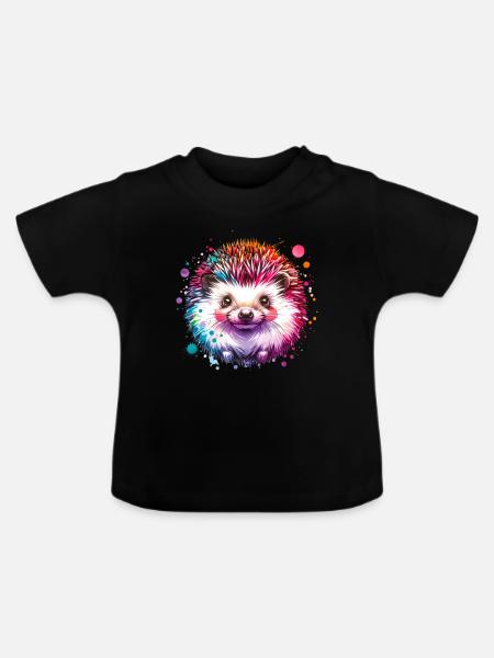 Igel - Baby Bio-T-Shirt mit Rundhals - Schwarz