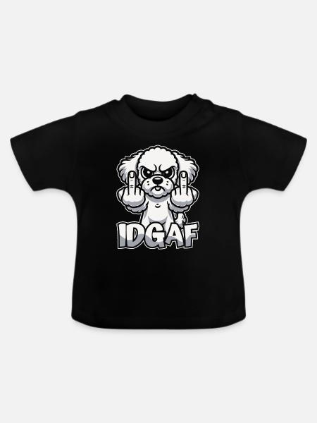 Bichon Frize Idgaf - Baby Bio-T-Shirt mit Rundhals - Schwarz