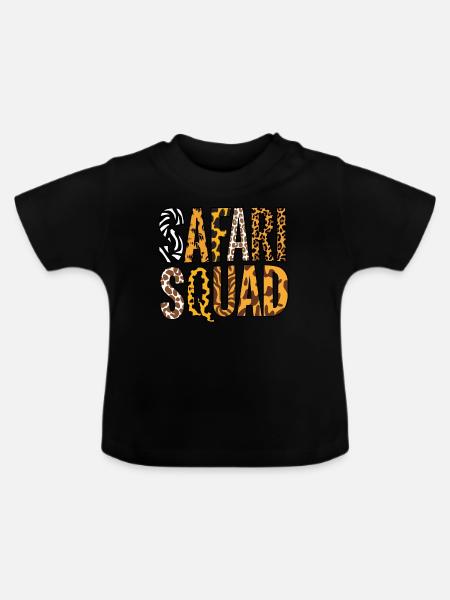 Safari Squad Abenteuerlustige Tiermuster - Baby Bio-T-Shirt mit Rundhals - Schwarz