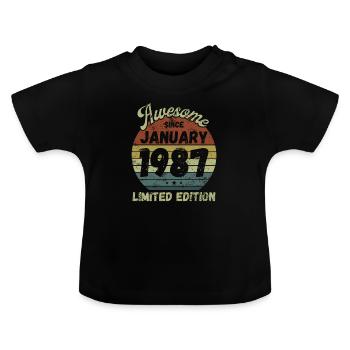 Awesome since January 1987 - Geburtstag - Baby Bio-T-Shirt mit Rundhals - Schwarz - Vorne