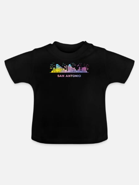 San Antonian Skyline San Antonio - Baby Bio-T-Shirt mit Rundhals - Schwarz