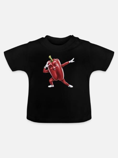 Paprika Geschenk - Baby Bio-T-Shirt mit Rundhals - Schwarz