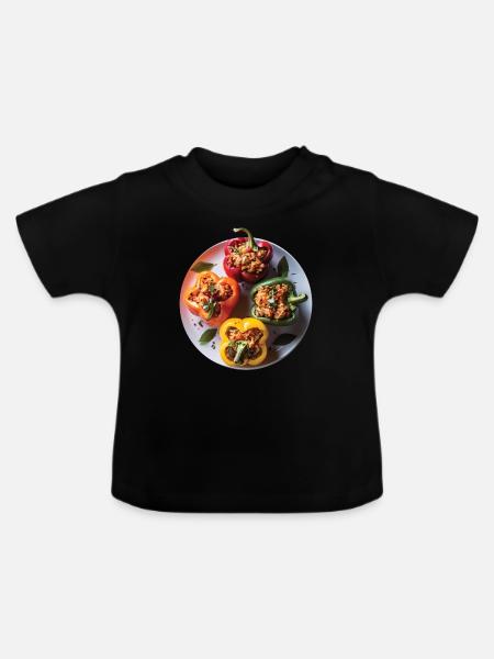 Paprika Geschenk - Baby Bio-T-Shirt mit Rundhals - Schwarz