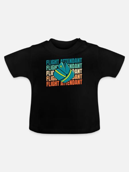 Flugbegleiter Stewardess - Baby Bio-T-Shirt mit Rundhals - Schwarz