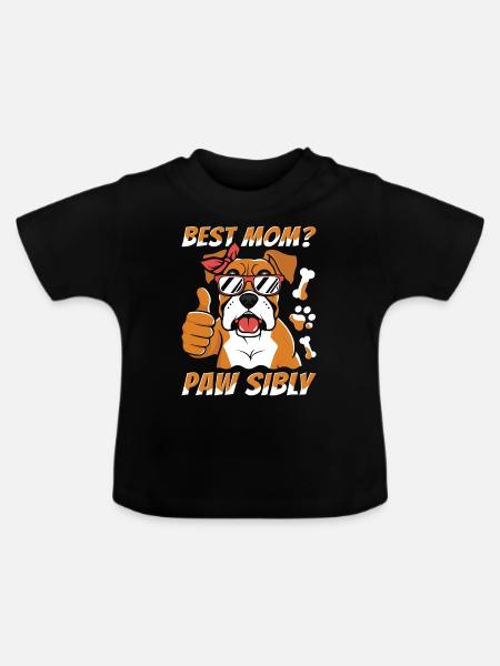 Boxer Hund Deutscher Boxer Mutter - Baby Bio-T-Shirt mit Rundhals - Schwarz
