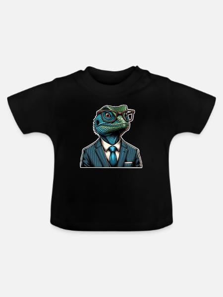 Echsperte Eidechse - Baby Bio-T-Shirt mit Rundhals - Schwarz