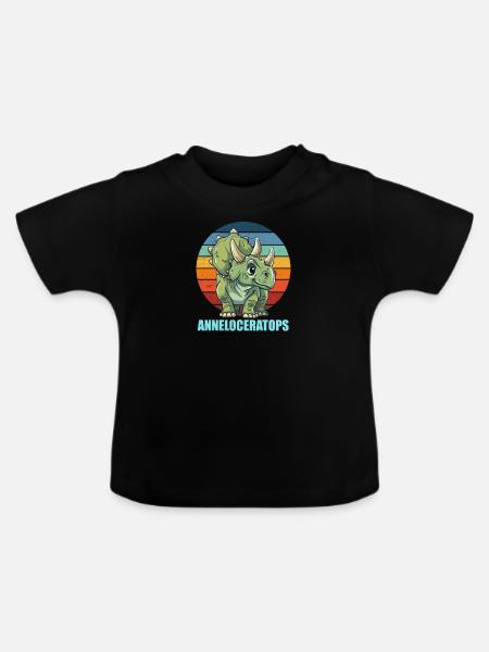 Anneloceratops Geschenkidee für Anne - Baby Bio-T-Shirt mit Rundhals - Schwarz