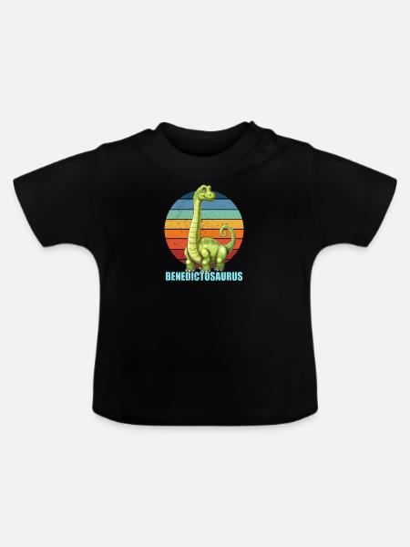 Benedictosaurus Geschenkidee für Benedict - Baby Bio-T-Shirt mit Rundhals - Schwarz