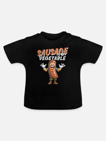 SAUSAGE IS MY VEGETABLE - Baby Bio-T-Shirt mit Rundhals - Schwarz