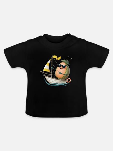 Obstmelone Bootfahren Geschenk - Baby Bio-T-Shirt mit Rundhals - Schwarz