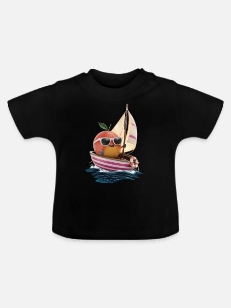 Obst Grapefruit Bootfahren Geschenk - Baby Bio-T-Shirt mit Rundhals - Schwarz