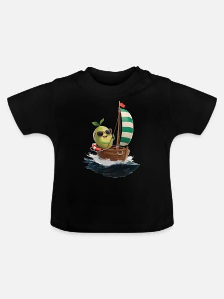 Frucht Guave Bootfahren Geschenk - Baby Bio-T-Shirt mit Rundhals - Schwarz