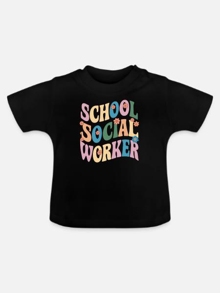 Schulsozialarbeiter Blumen Design - Baby Bio-T-Shirt mit Rundhals - Schwarz