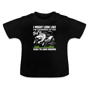 Paysagiste tondeuse à gazon Thinking - T-shirt bio col rond Bébé - noir - Devant