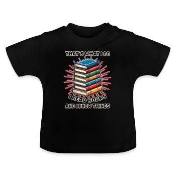 C’est ce que je fais, je lis des livres - T-shirt bio col rond Bébé - noir - Devant