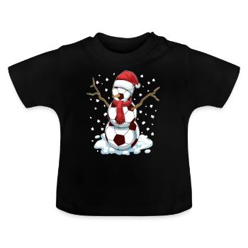 Funny Christmas Soccer Balls Santa Snowman - Baby Bio-T-Shirt mit Rundhals - Schwarz - Vorne