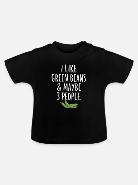 Grüne Bohnen - Baby Bio-T-Shirt mit Rundhals - Schwarz