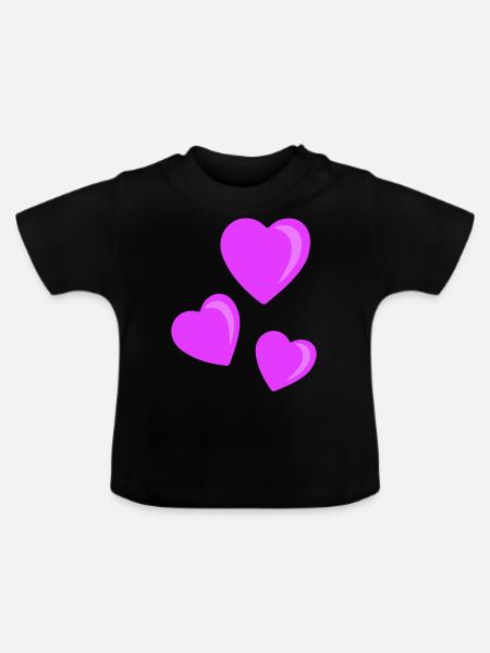 herzen - Baby Bio-T-Shirt mit Rundhals - Schwarz