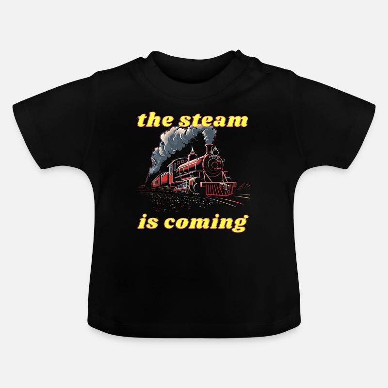 La vapeur arrive - T-shirt bio col rond Bébé - noir
