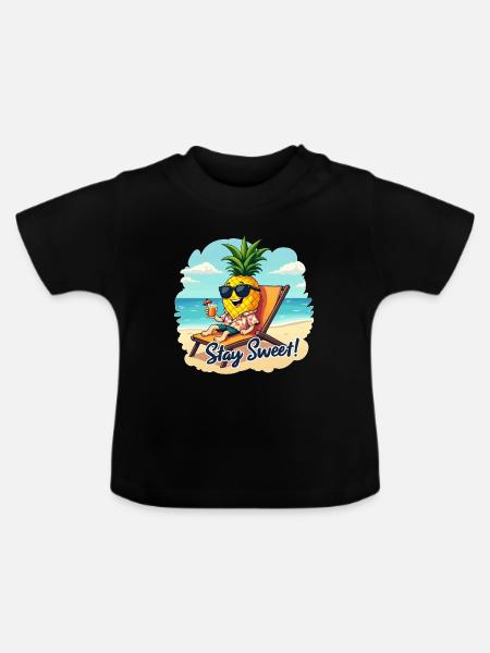 ANANAS - Baby Bio-T-Shirt mit Rundhals - Schwarz