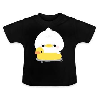 Duck Swimming - Baby Organic T-Shirt with Round Neck - black - Front