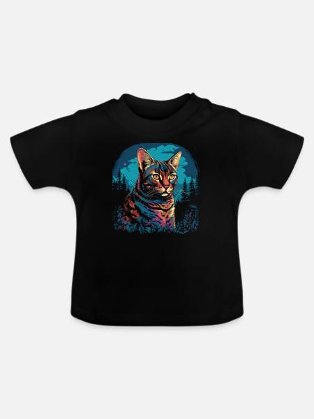 Bengal Katze - Baby Bio-T-Shirt mit Rundhals - Schwarz