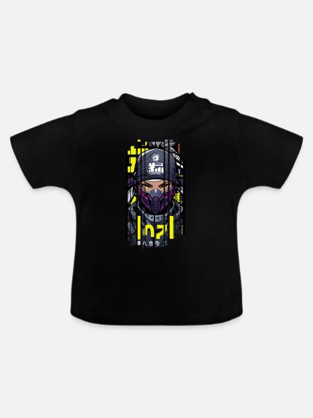 Man Geometric Ninja Spiele - Baby Bio-T-Shirt mit Rundhals - Schwarz